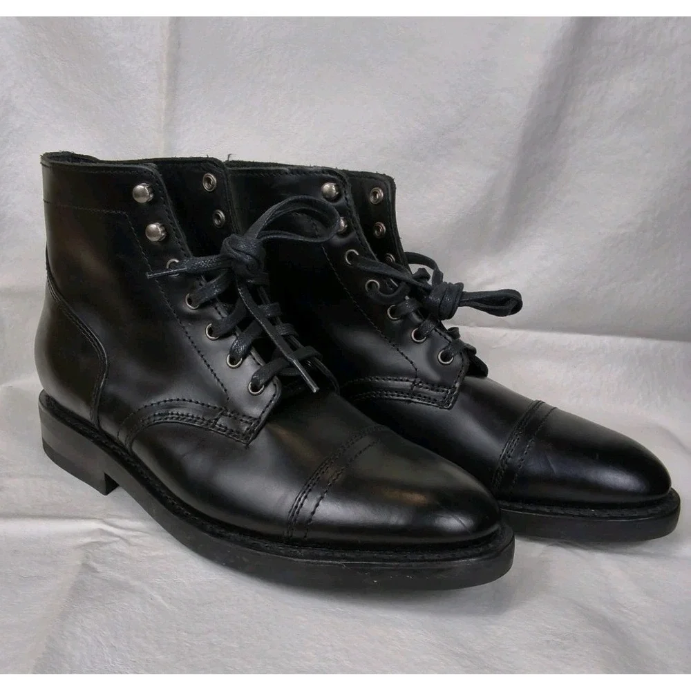 Thursday Boot Company Captain Black Leather Cap Toe Boots Men's US 8.5 Lace Up